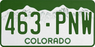 CO license plate 463PNW