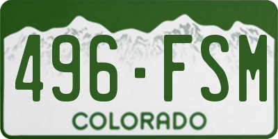 CO license plate 496FSM