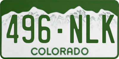 CO license plate 496NLK