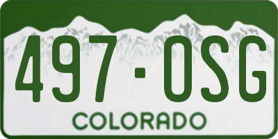 CO license plate 497OSG