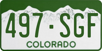 CO license plate 497SGF