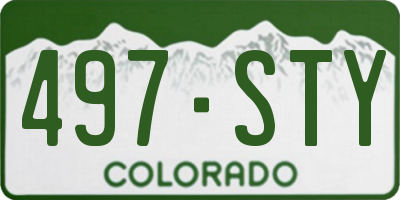 CO license plate 497STY