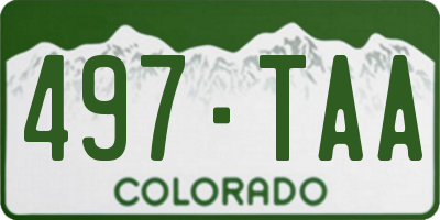 CO license plate 497TAA