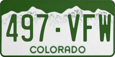 CO license plate 497VFW