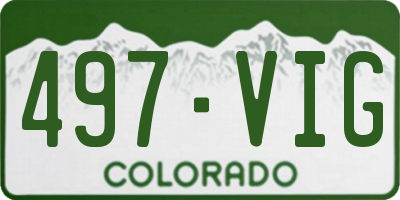 CO license plate 497VIG
