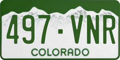 CO license plate 497VNR