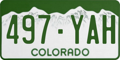 CO license plate 497YAH