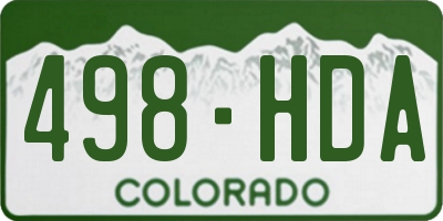 CO license plate 498HDA