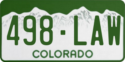 CO license plate 498LAW