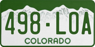 CO license plate 498LOA
