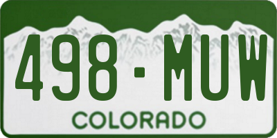 CO license plate 498MUW
