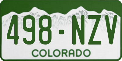 CO license plate 498NZV