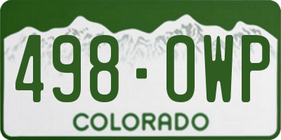 CO license plate 498OWP