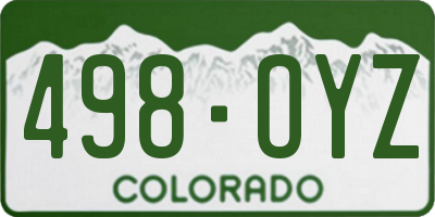 CO license plate 498OYZ