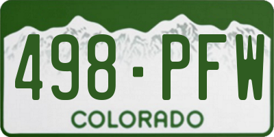 CO license plate 498PFW