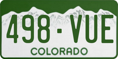 CO license plate 498VUE