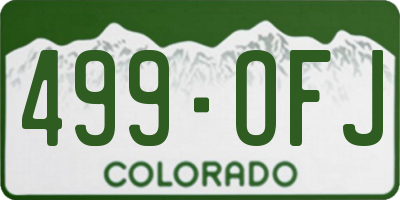 CO license plate 499OFJ
