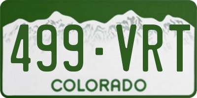 CO license plate 499VRT