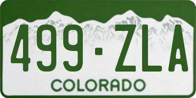 CO license plate 499ZLA