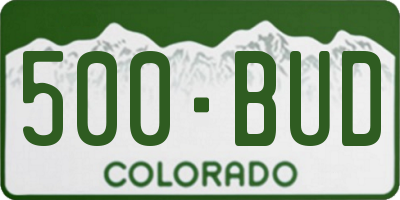 CO license plate 500BUD