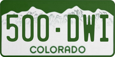 CO license plate 500DWI