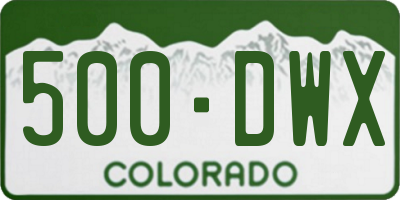 CO license plate 500DWX