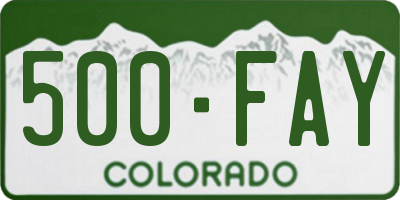 CO license plate 500FAY