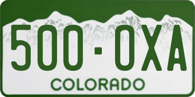 CO license plate 500OXA