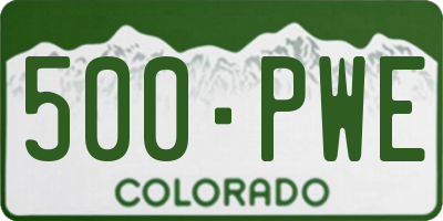 CO license plate 500PWE