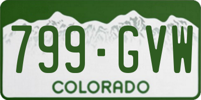 CO license plate 799GVW