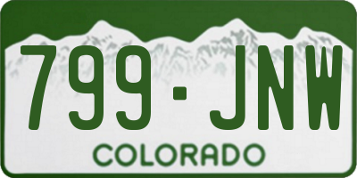 CO license plate 799JNW