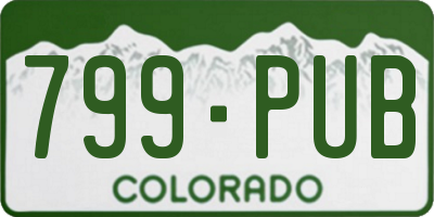 CO license plate 799PUB
