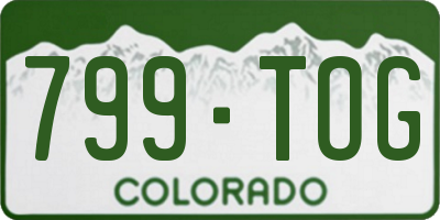 CO license plate 799TOG