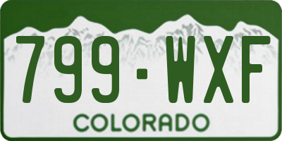 CO license plate 799WXF