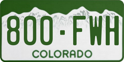 CO license plate 800FWH