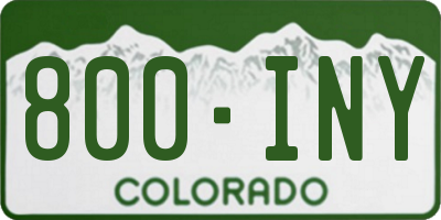 CO license plate 800INY