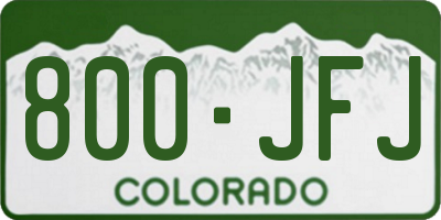 CO license plate 800JFJ