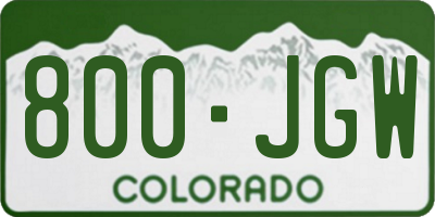 CO license plate 800JGW
