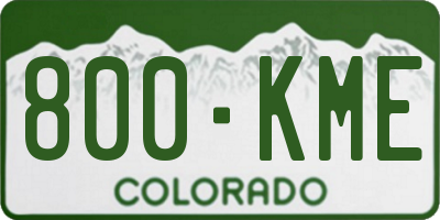 CO license plate 800KME