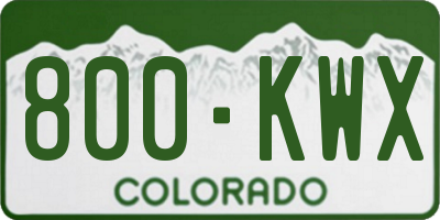 CO license plate 800KWX