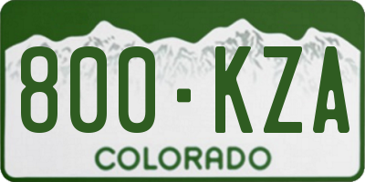 CO license plate 800KZA