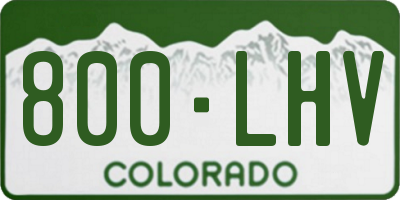CO license plate 800LHV