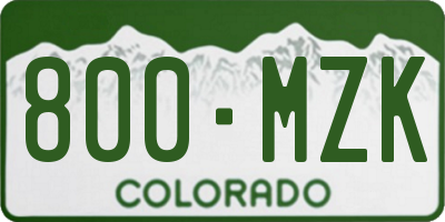 CO license plate 800MZK