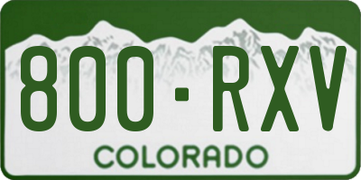 CO license plate 800RXV