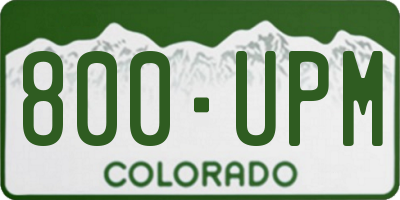 CO license plate 800UPM