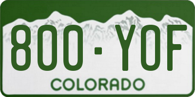 CO license plate 800YOF