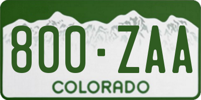 CO license plate 800ZAA