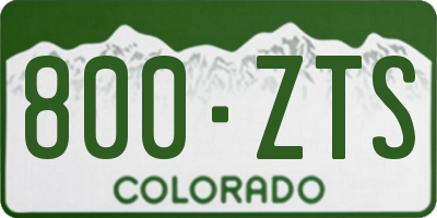 CO license plate 800ZTS