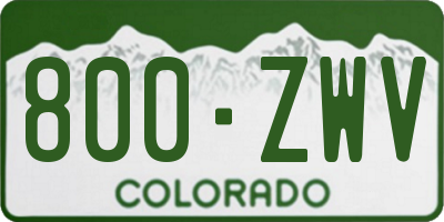 CO license plate 800ZWV
