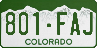 CO license plate 801FAJ